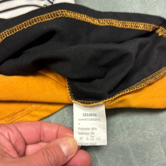 NWOT SHEIN Short-Sleeve Shirt, Gold, Black, White, Striped, Ruffled, Size S - Picture 4 of 7